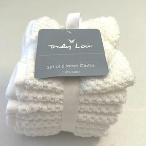 TRULY LOU 100% Cotton 8pc Bath Wash Towel Set- White